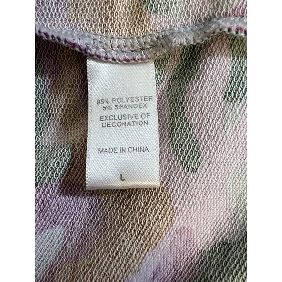 Cuddl Duds Large Cardigan Sweatshirt Purple Pink Gray Camo Thumb Holes Top QVC - Picture 12 of 14